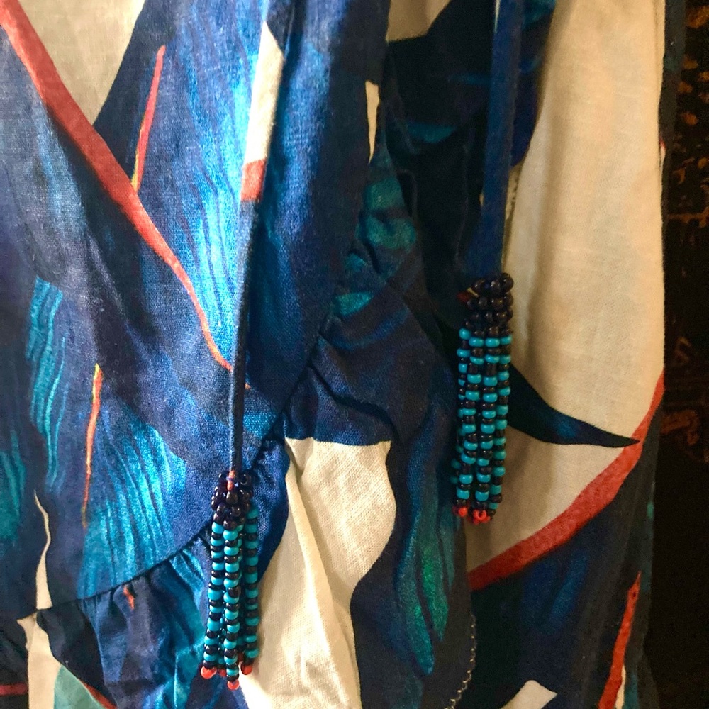 FARM Rio Blue & White Tropical Ruffle Mini Dress - Picture 4 of 4